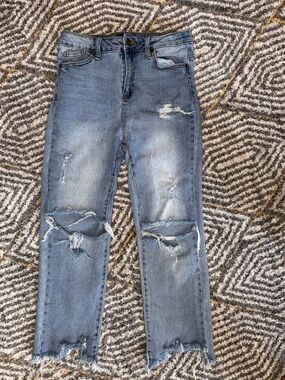 Kendall & Kylie The Icon High Rise Distressed Straight-Leg Jeans Sz 9/29